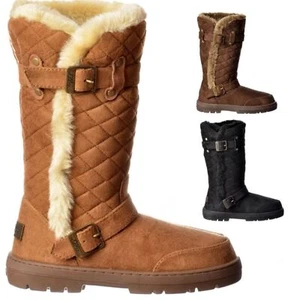 Ella breite Wade gesteppter Bikerfell gefütterter warmer flacher Winterstiefel Größe - Bild 1 von 9