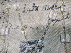 Designer Necklace Fashion Goldtone Multi-sized Linked Crystal Beads 60" No Clasp - Picture 1 of 2