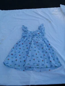 Janie And Jack Girls Floral Ruffle Dress Blue Fully Lined 100% Cotton Size 5 - Picture 1 of 3