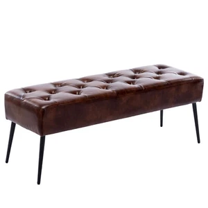 Modern Leather Upholstered Bench Velvet Bench for Bedroom Entryway Ottoman Bench - Picture 1 of 97