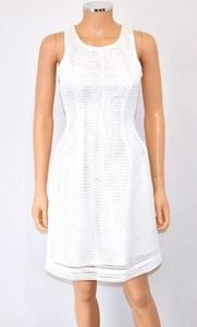 BEULAH weißes ärmelloses strukturiertes Polyurethan beschichtetes Netzkleid - S - Bild 1 von 12