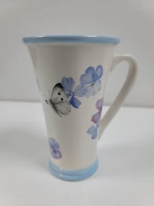 Marjolein Bastin Tall Flared Mug ~ Blue Floral Butterfly - Picture 1 of 13