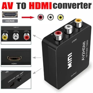 MINI RCA TO HDMI CONVERTER ADAPTER 1080P AV INPUT TO HDMI VIDEO OUTPUT - Picture 1 of 11