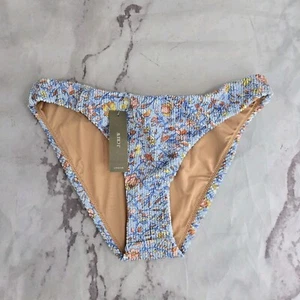 J Crew Swim Bottom Medium Blue Hipster Scrunchie Cheeky High Afternoon Floral  - Picture 1 of 9
