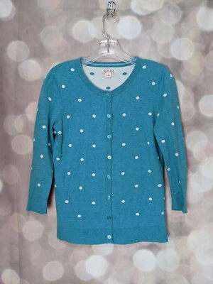 Suéter para mujer azul con lunares blancos con botones mangas 3/4 talla S RN#17830 Foto 1 de 4