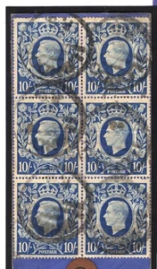 GB HIGH VALUES KGVI Arms 10s Block{6} 1945 AIR PACKAGE Tag {samwells-covers}K130a - Bild 1 von 9