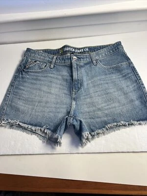 Pantalones cortos de mezclilla para mujer Nautica Jeans Co. talla 14 borde crudo bordado Foto 1 de 4