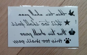 "This Too Shall Pass" TEMPORARY TATTOO 110mm X 60mm - Picture 1 of 1