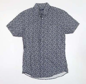 Easy Mens Blue Floral Cotton blend Size S Collared - Picture 1 of 12