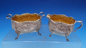 Dresden by Whiting Sterling Silver Sugar and Creamer GW #3338 B Monogram (#8344) - Picture 1 of 22