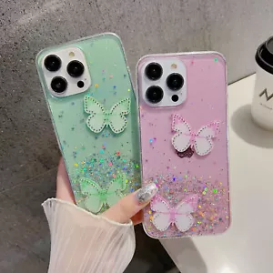 Glitter Foiled Butterfly Phone Case For Xiaomi 12 Lite POCO X4 Pro Note 10 Pro - Picture 1 of 10