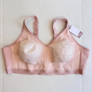 Cacique Bra Women 48DD Full Coverage Wireless Lace Light Soft Pink Comfort NEW - Picture 1 of 9