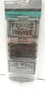 TPC Studio Retro Greetings Rubber Cling Stamps Friends Forever, Hello, Get Well - Picture 1 of 4