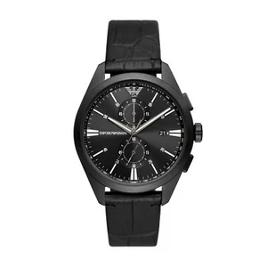 Mens Wristwatch EMPORIO ARMANI CLAUDIO AR11483 Chrono Leather Black - Picture 1 of 3