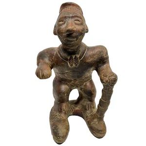 Maya Azteken Ton Skulptur Medizin Mann Stamm Älter 14,75" Mexiko Vintage Selten. - Bild 1 von 15