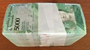 Venezuela 5000 5,000 Bolivares x 1000 Pc Full Brick 2016-2017 P97 Sea Turtle Unc - Picture 1 of 4