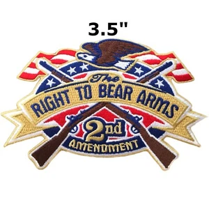 Second 2A Right To Bear Arms Embroidered Patch Hook Loop Applique Eagle Emblem  - Picture 1 of 12