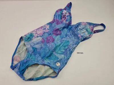 Vintage Lycra Sunflair Damen Badeanzug Blau mit Blumenmuster Größe 42 #251121 - Bild 1 von 4