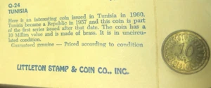 Littleton Stamp & Co. 10 Millim Tunisia 1960 First Series Coins uncirculated - Picture 1 of 4