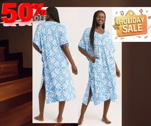 Joyspun Damen 3X 22W-24W gewebt 46" Kaftan Nachthemd Nachtwäsche • White Diamond - Bild 1 von 16