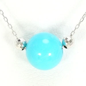 Jewelry 18K White gold Necklace Turquoise 1.1g 40cm Free shipping Used - Picture 1 of 5