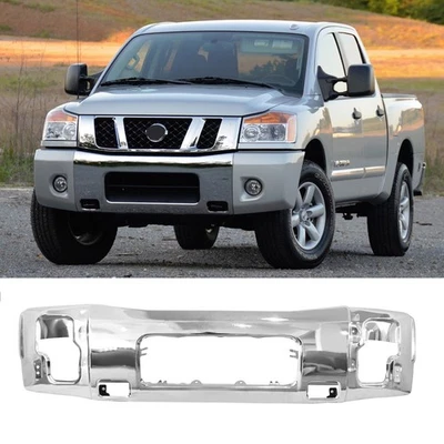 Chrome Steel Front Bumper Face Bar For 2004-2015 Nissan Titan - Image 1 of 4