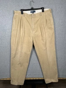 VTG Polo Ralph Lauren Hammond Mens 40x30 Beige Corduroy Cords Baggy Cuffed - Picture 1 of 11