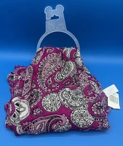 Disney Parks Hidden Mickey Mouse Pink White Black Fringe Paisley Scarf - Picture 1 of 4