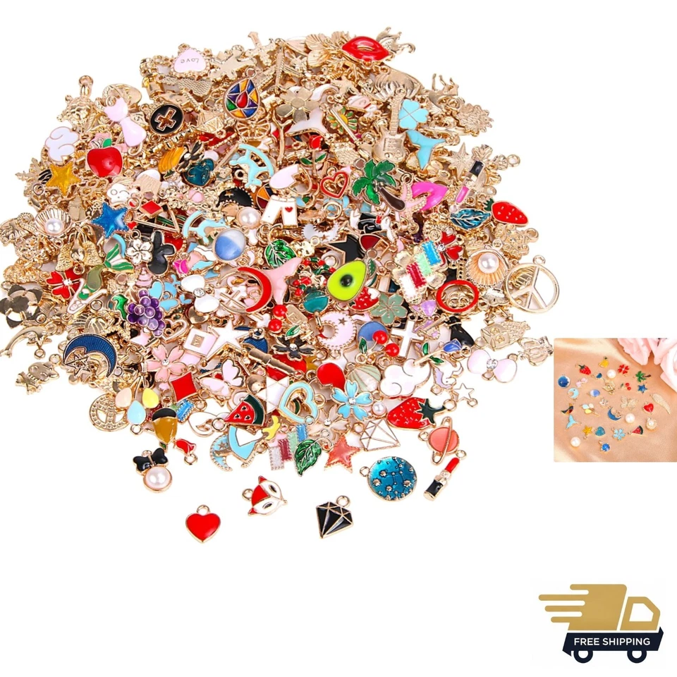 Sannix 350pcs Wholesale BULK Lots Jewelry Making Charms Assorted Gold Plated Ena