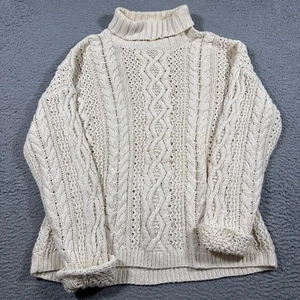 Maglione girocollo Yorkshire Knitting vintage maglia cavo taglia L avorio pescatore *Leggi - Foto 1 di 7