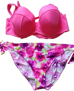 Simply Yours/George UK 40D/20 Pink Mix U/W Halterneck Side Tie Bikini Brief Set - Picture 1 of 3