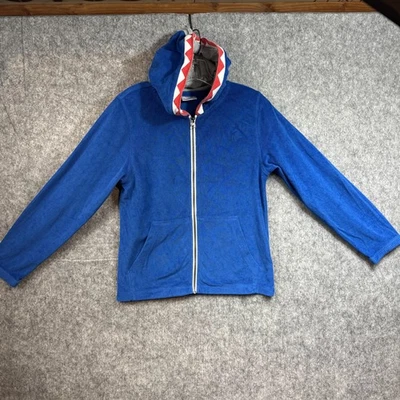 Hanna Andersson Sudadera con Capucha Niños 12 Azul Aleta de Tiburón Cremallera Terry Sudadera Chaqueta Foto 1 de 4