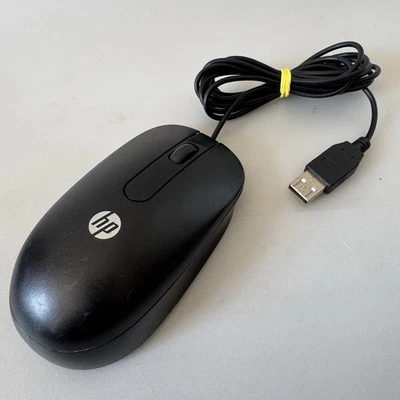 HP SM-2022 Optical Scroll Wheel Wired USB Mouse Ergonomic 2-Button Black PC - Image 1 of 4