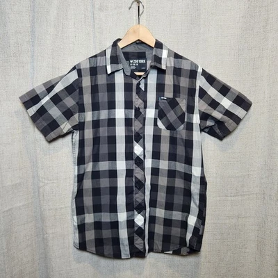 Zoo York Plaid Button Up Shirt Men's M Black/White Short Sleeve Casual Skater - Image 1 of 4