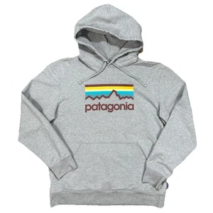 Patagonia Hoodie Mens Medium Gray Organic Cotton M's Line Logo Midweight - Picture 1 of 6