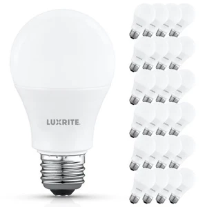 Luxrite A19 LED Light Bulb 9.5W=75W 3500K 1100LM E26 Damp Rated ETL 24-Pack - Picture 1 of 7