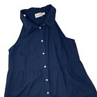 Eliza J Women' Navy Blue Collar Sleeveless Mini Shirt Dress with Ruffles Size 12