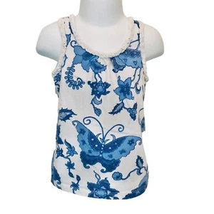Mädchen 3 Baby GAP Playtime Favorites elfenbein blau Schmetterling ärmellos Rüschen Top - Bild 1 von 2