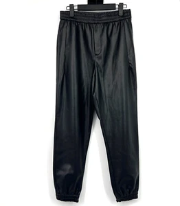 Zara Joggers Womens Size Small Black Faux Leather Pants Pull On High Waisted - Picture 1 of 9
