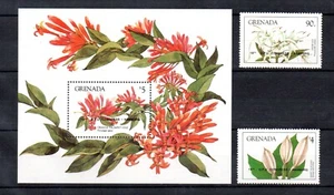 Grenada 1984 set Flower/UPU/Hamburg stamps (Michel 1304/05+Bl.127) MNH - Picture 1 of 1
