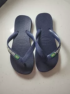 Boys Flip Flops Size 2 Havaianas Navy Blue Great Condition, 3/4 Yrs - Picture 1 of 7