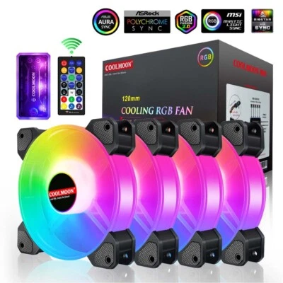 COOLMOON 120mm Cooling Fan RGB 6PIN Computer Case Colorful Radiator Cooler PC 5V - Image 1 of 4
