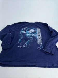 Jurassic World T Shirt Youth Large Dinosaur Long Sleeve Graphic Print Dark Blue - Picture 1 of 4