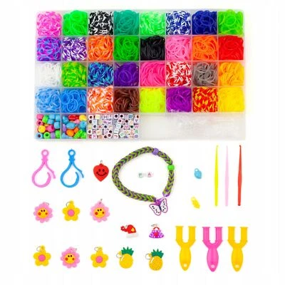 DIYQUEEN DIY Loom Gummibänder Bänder Starter Set Mittlere Armbänder Loops Zubehör Kit