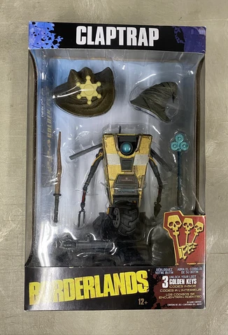 Rare McFarlane Borderlands CLAPTRAP Figure Golden Keys Edition Toy Figure Sealed Cover