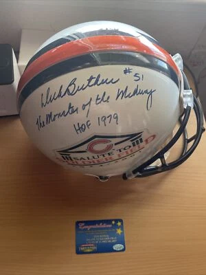 DICK BUTKUS AUTOGRAPHED SALUTE TO SOLDIER FIELD 1924-2001 FULL SIZE HELMET RARE - Image 1 of 4