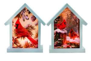 Stony Creek At Home Winter Cardinal Visitor Pre-Lit Wood/Glass DCD9316 *choose* - Picture 1 of 5
