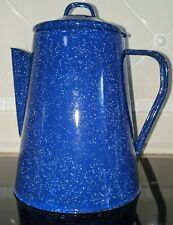 New ListingVintage Blue Speckled Enamel Cowboy Coffee Pot Enamelware 8 Cup