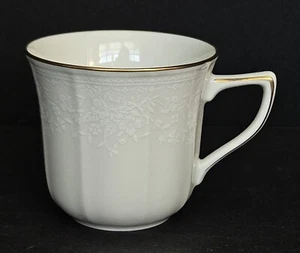Noritake Chandon Gold Porcelain Flat Coffee Cup Ivory White Flowers 7306 - Picture 1 of 9