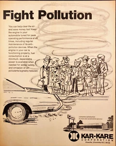 1972 Kar-Kare Automotive Service Vintage Print Ad Upset People in Car Fumes - Picture 1 of 1